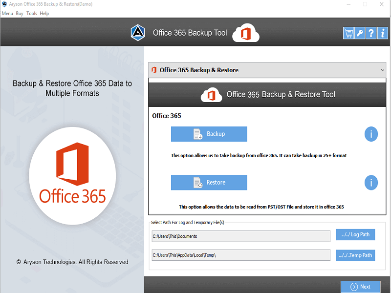 Office 365 Email Backup Tool screenshot