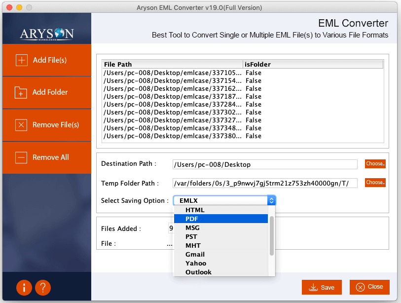 EML Converter for Mac Screenshot