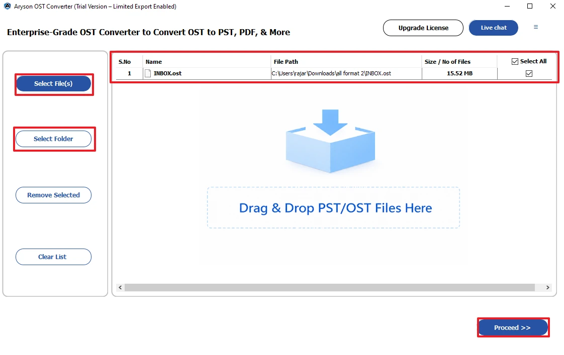 add the Ost files