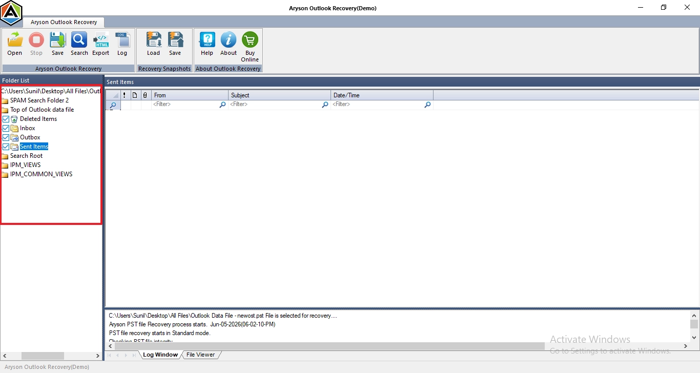 Preview and select the folders you need