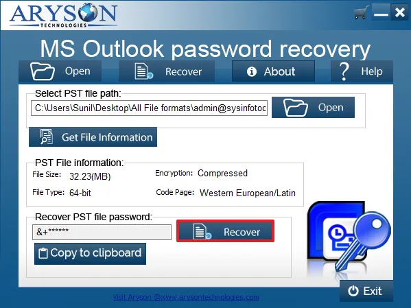 Click on the recover button 