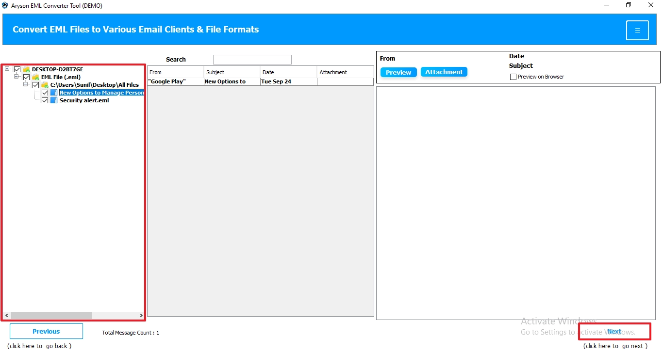  preview the folders and files and the complete details