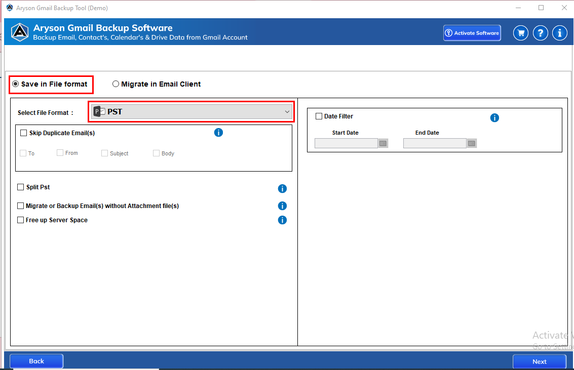 Gmail Backup Tool Step 5