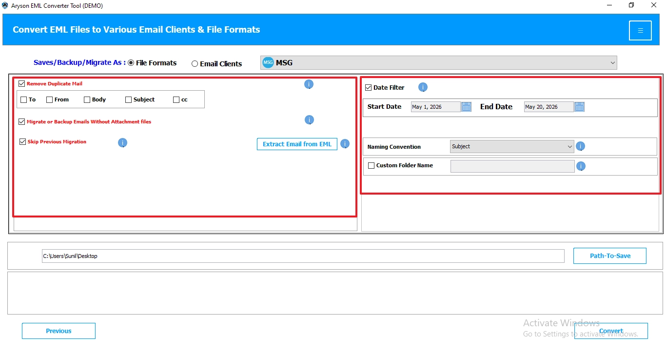 Select the features that help you to convert specific data