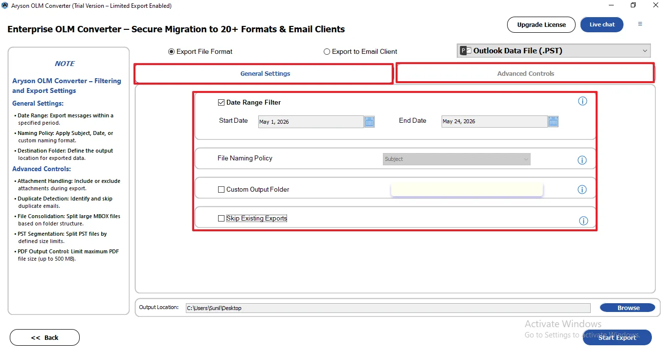 Enable the features that are required for specific data conversion