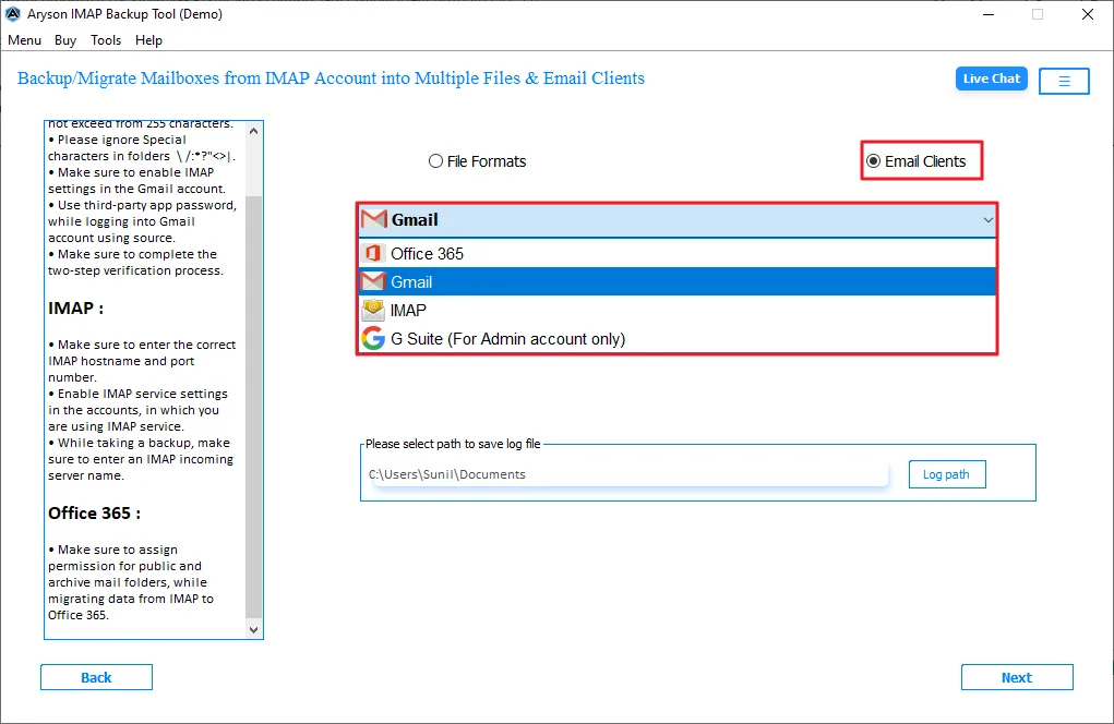 Choose Save in Email Client and select Gmail