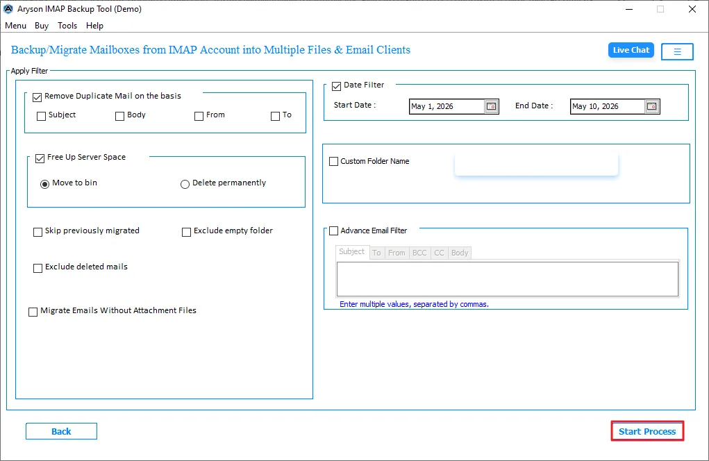 Click on Next to initiate the migration process