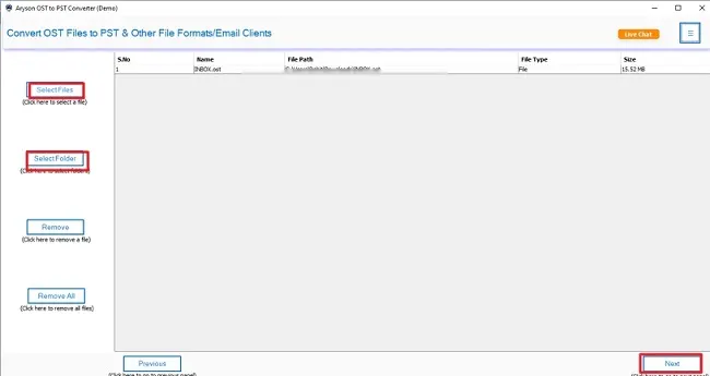 Select File or Select Folder