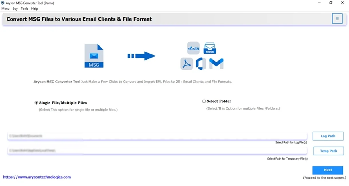 launch the MSOutlookHelp MSG Converter Too