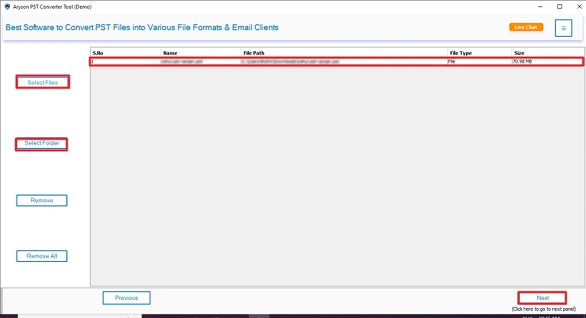 Select Files/Select Folder