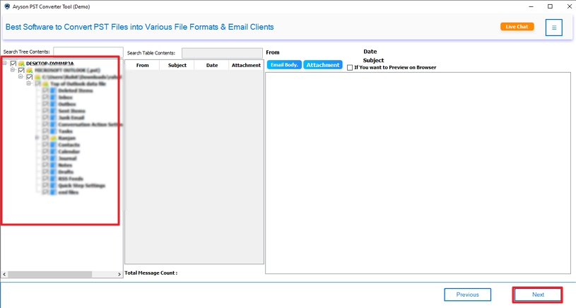 Preview PST Files