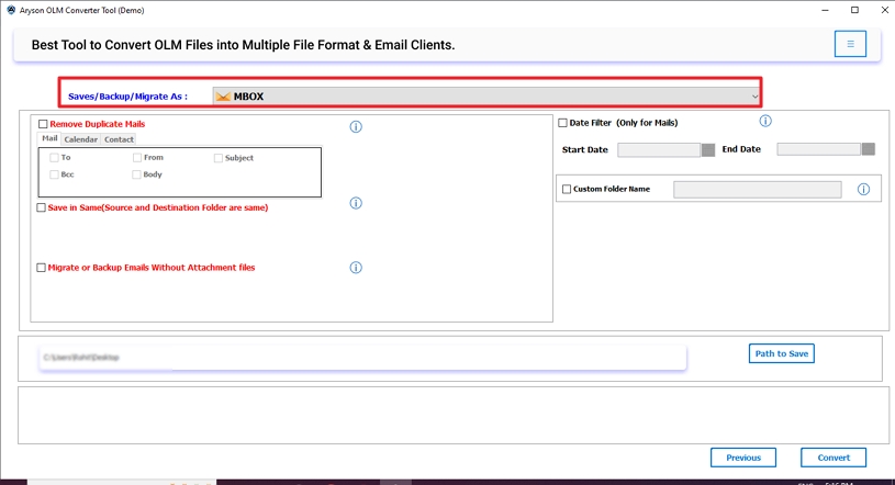 Export as MBOX File
