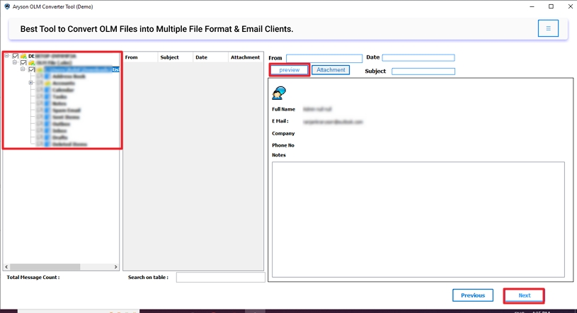 View List of Your OLM File