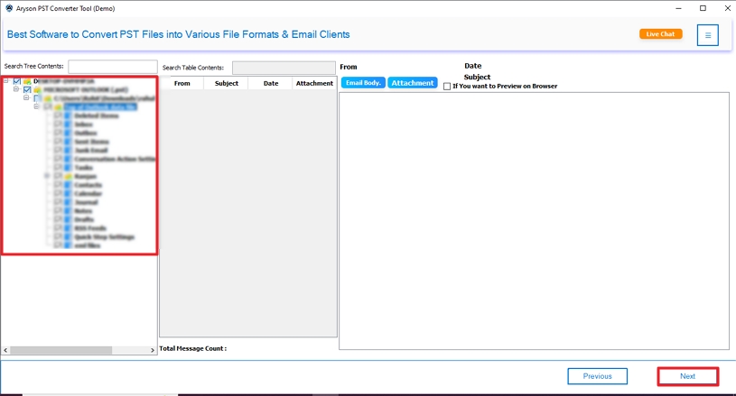 List to added PST Emails