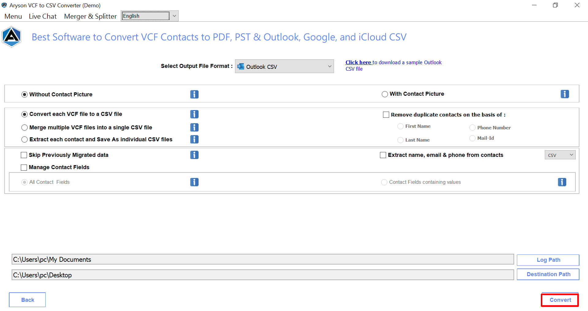 import multiple vCards into Outlook