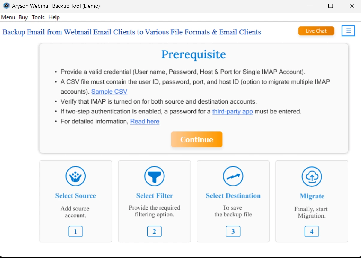 Open the Yandex Backup Tool