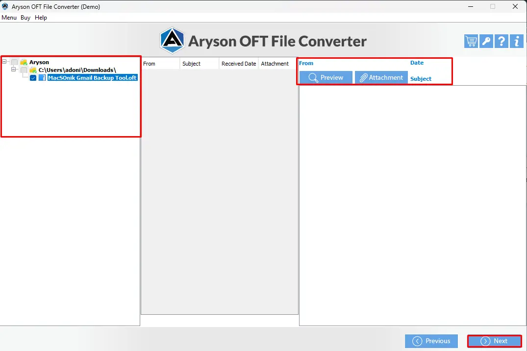 Select the OFT files