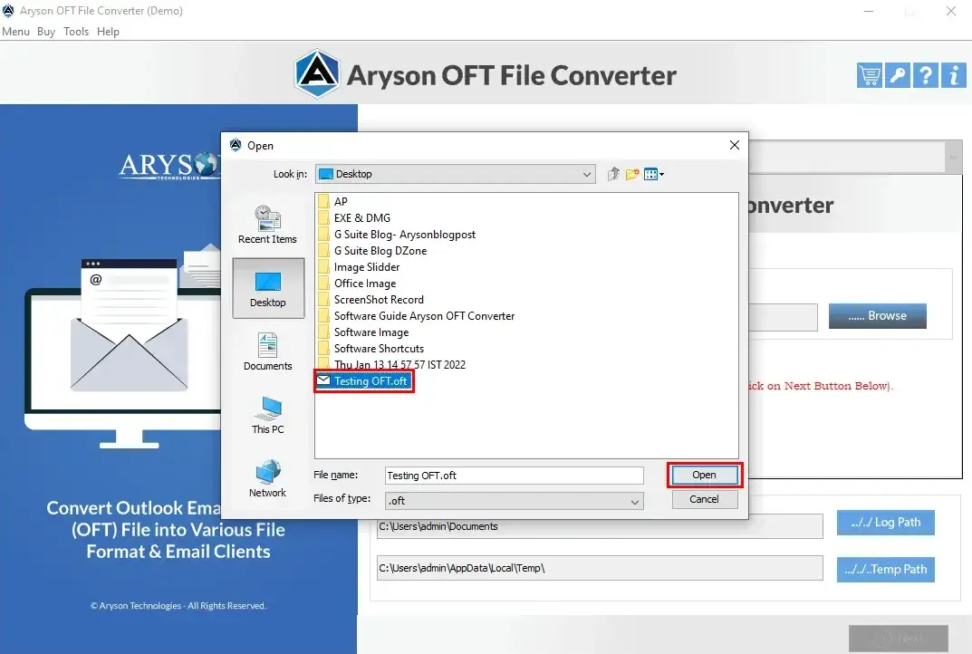 click on Add OFT files
