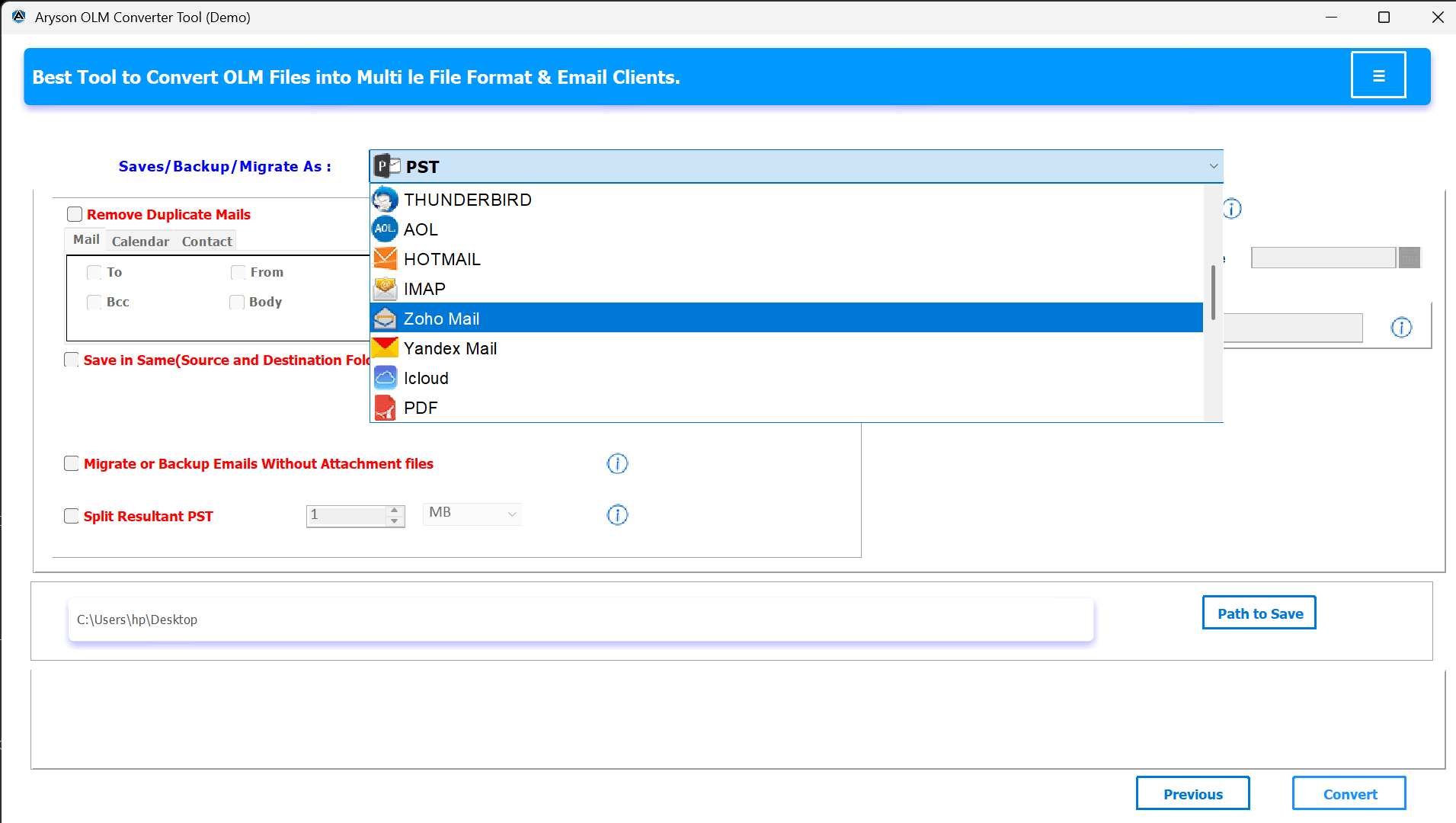 Select the Email client
