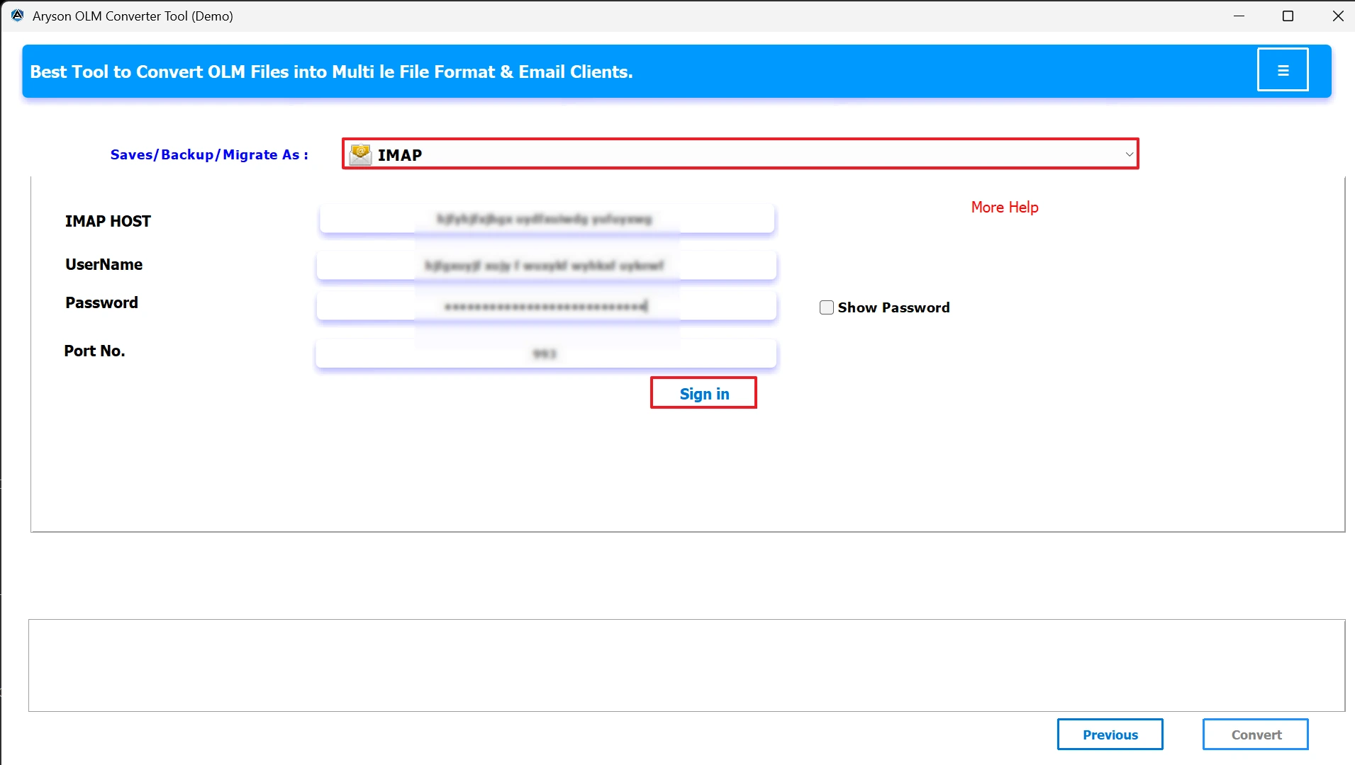Enter the login credentials
