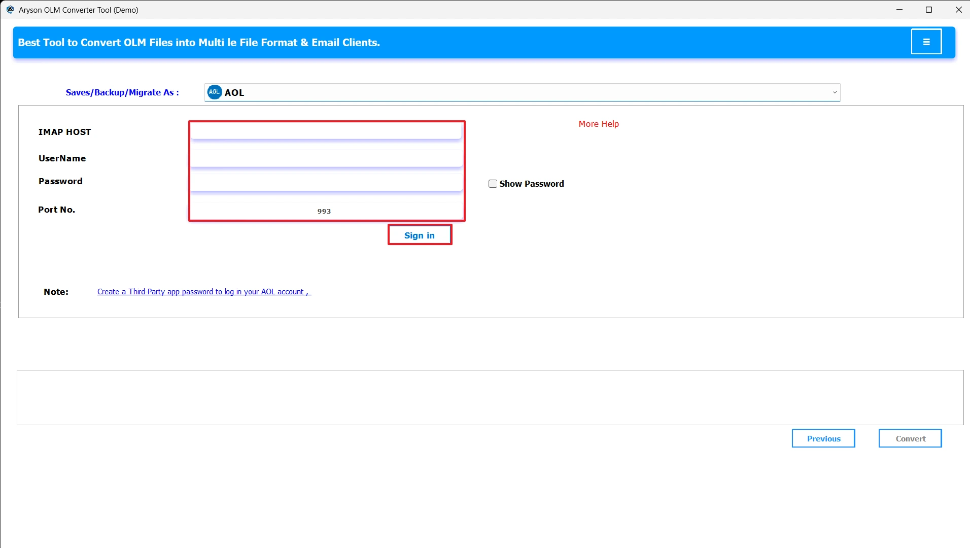 Enter the login credentials