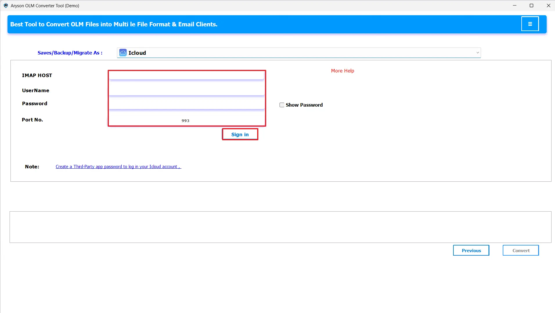 Sign in your iCloud credentials