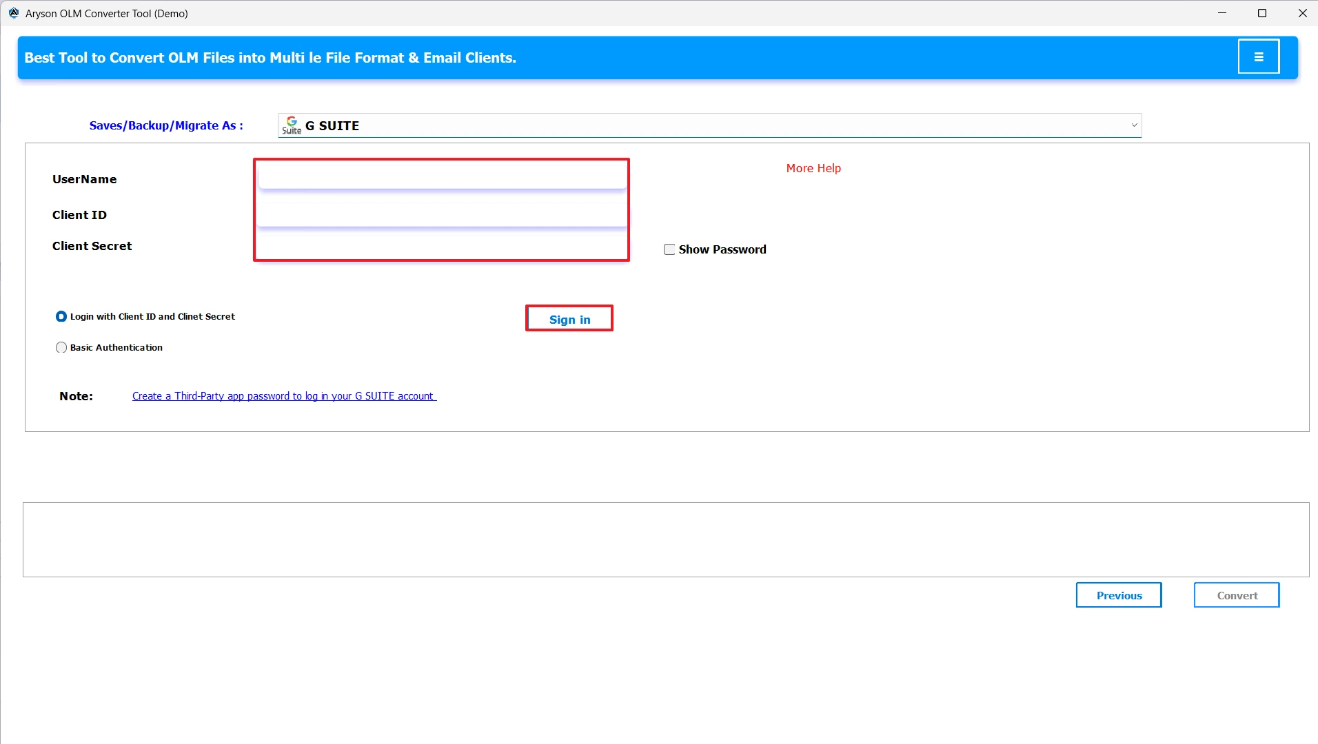 Enter your Workspace login credentials