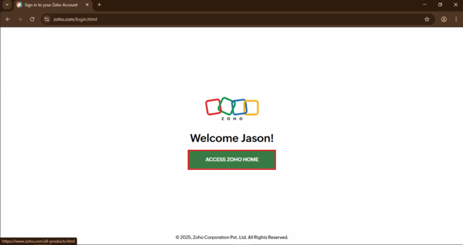 Navigate to Zoho Mail and login 