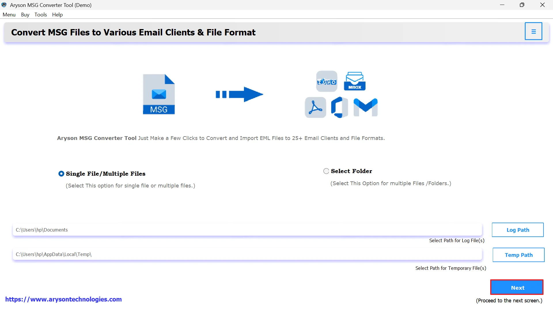 Launch MSG Converter