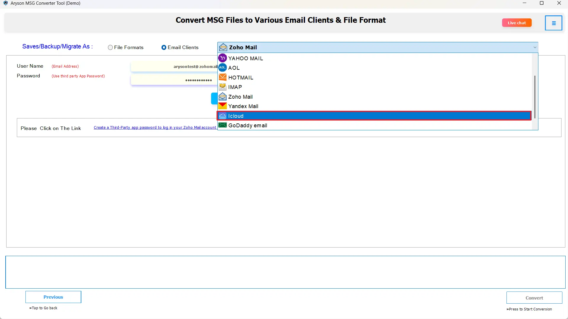 Select iCloud