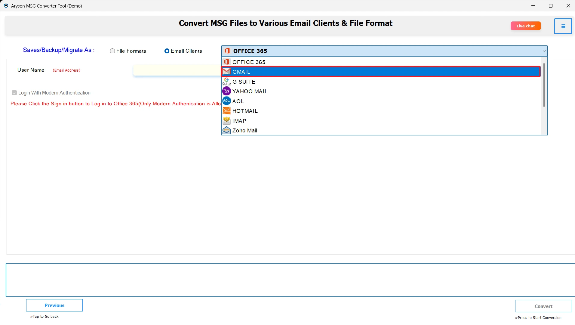 Choose Gmail