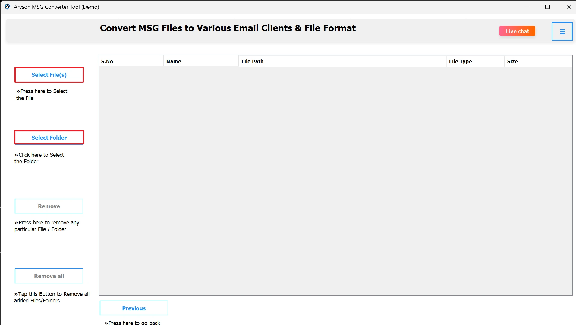 Select File or Select Folder