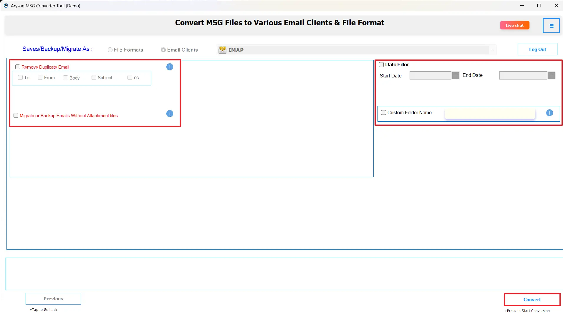 Apply Advanced filters and click Convert