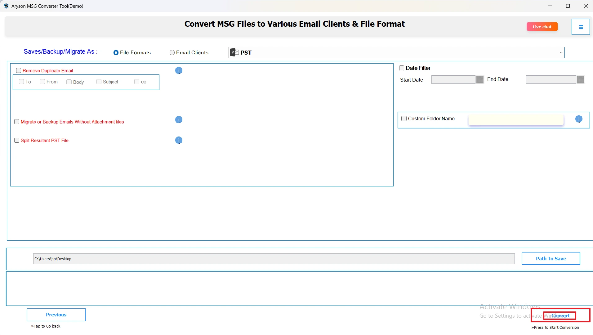 Click on Convert button