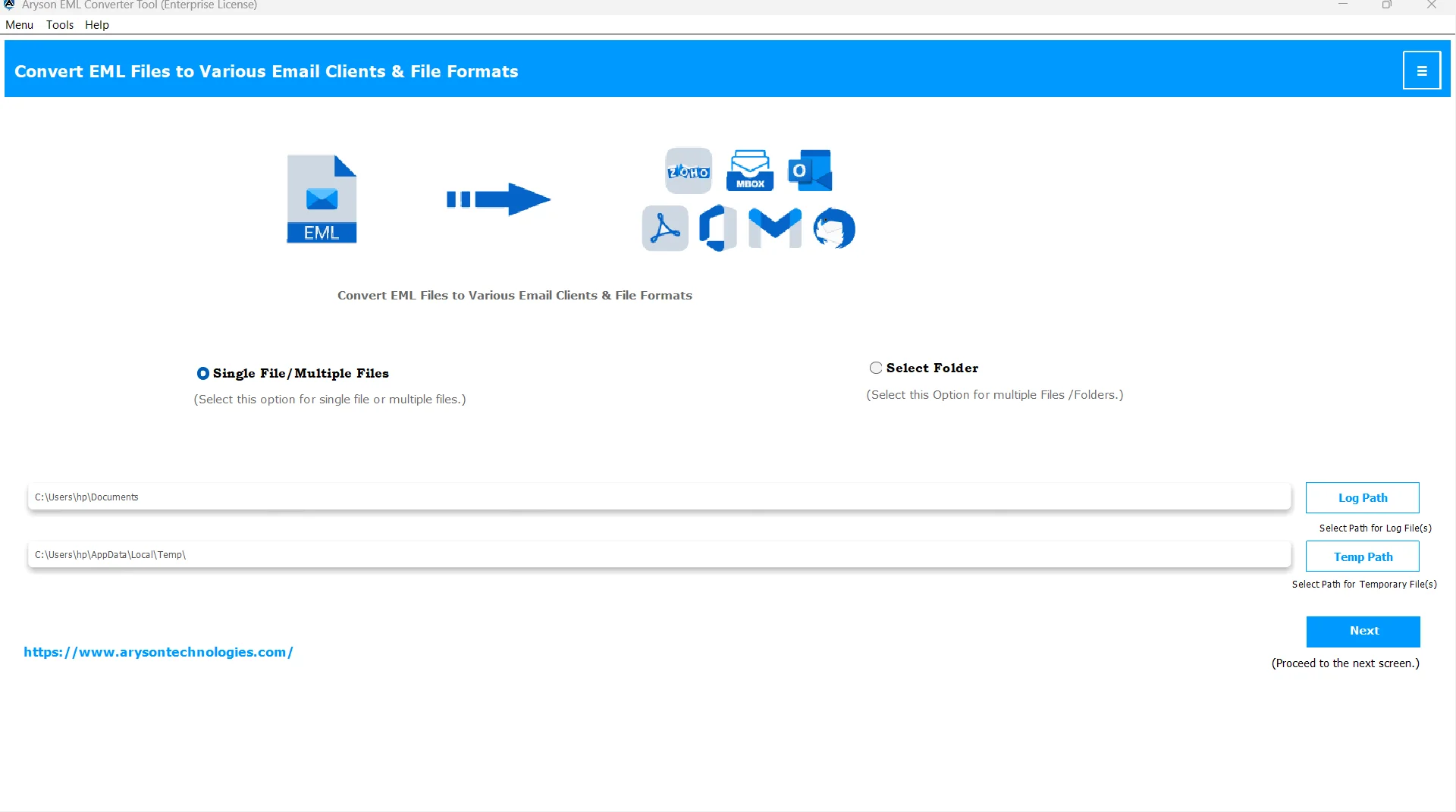 Start ConverterTools EML Converter