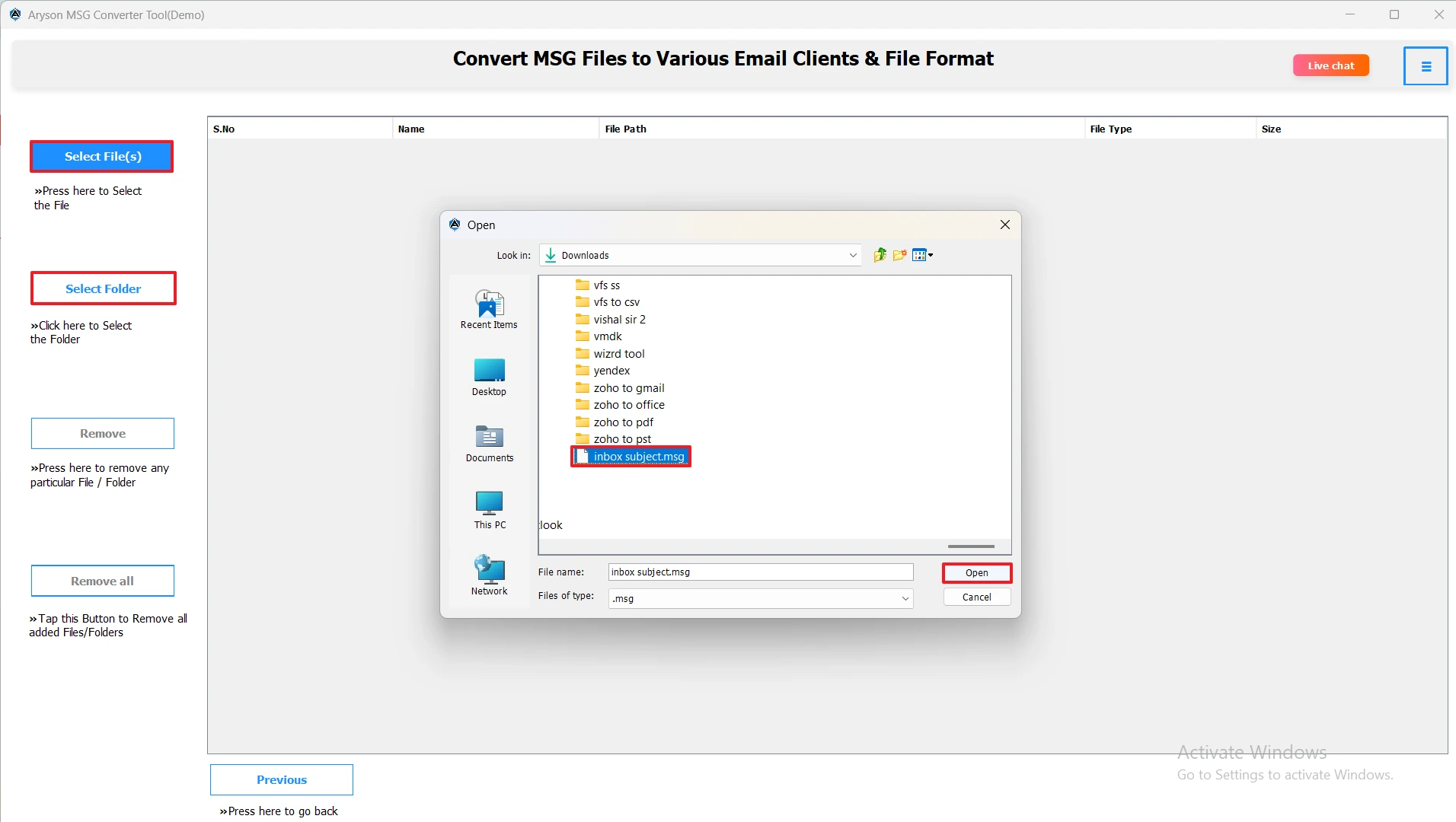 Select Files/Folders