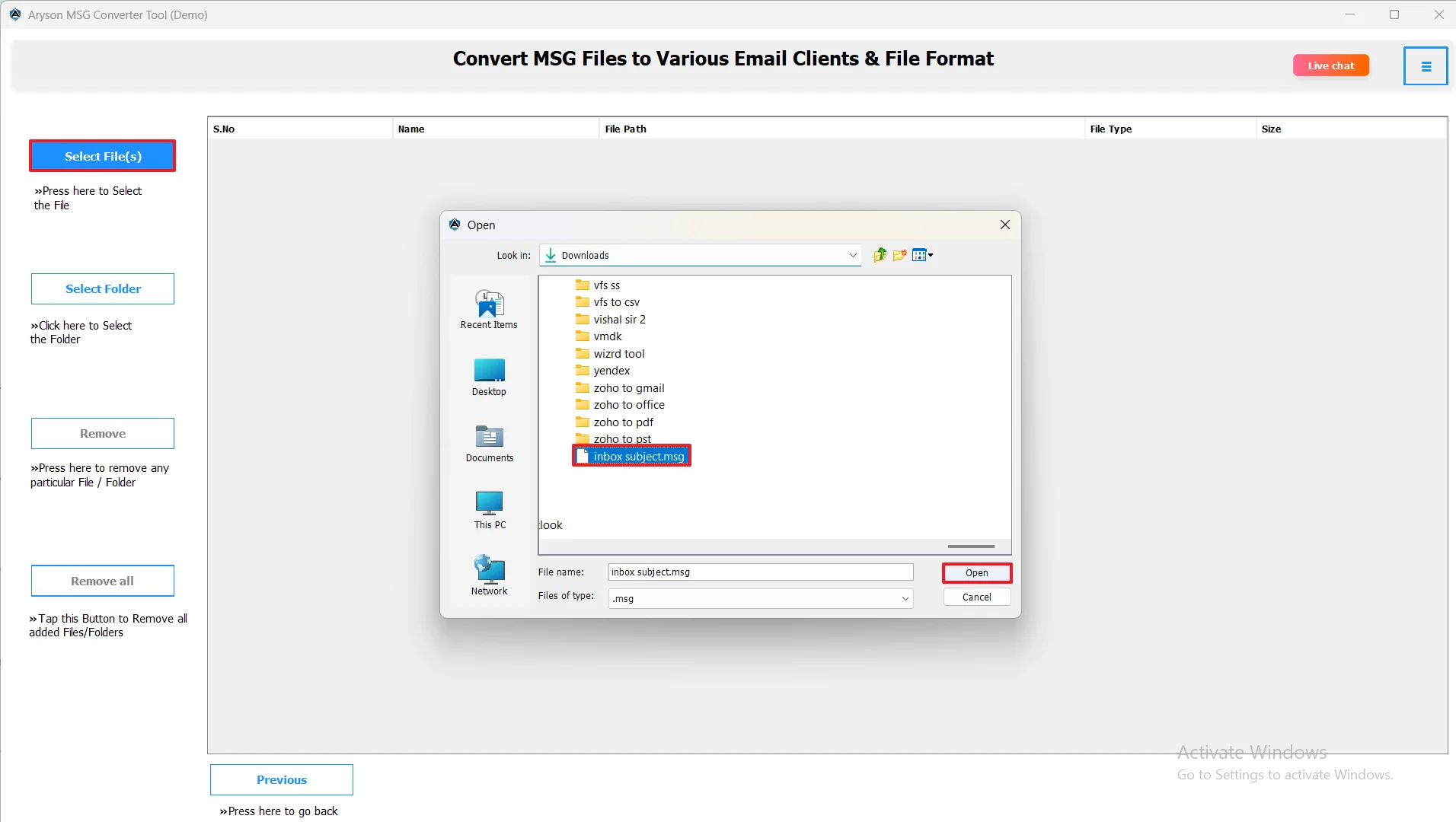 Select Files/Folders