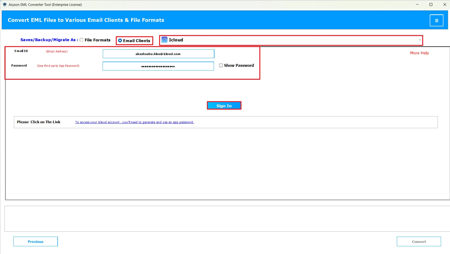 Select iCloud
