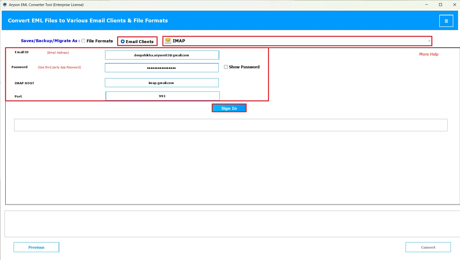 Choose IMAP
