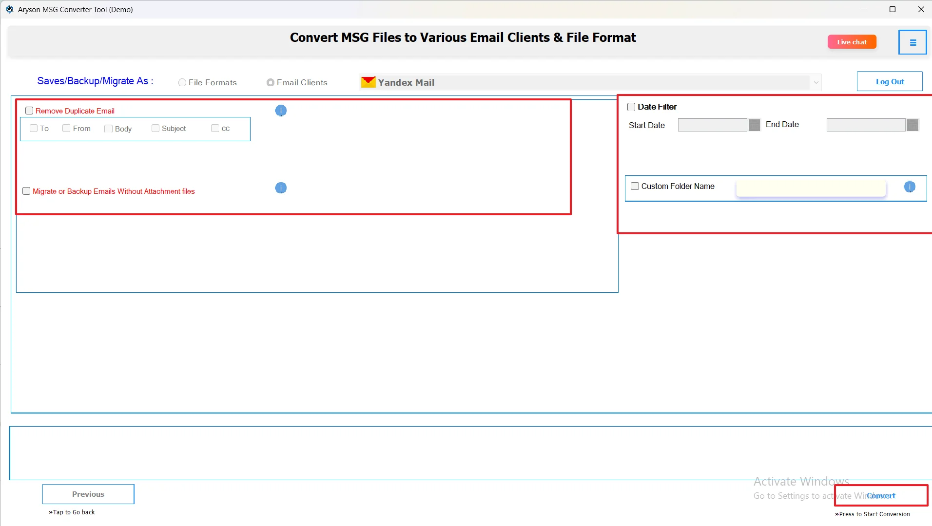 Apply advanced filters & hit Convert