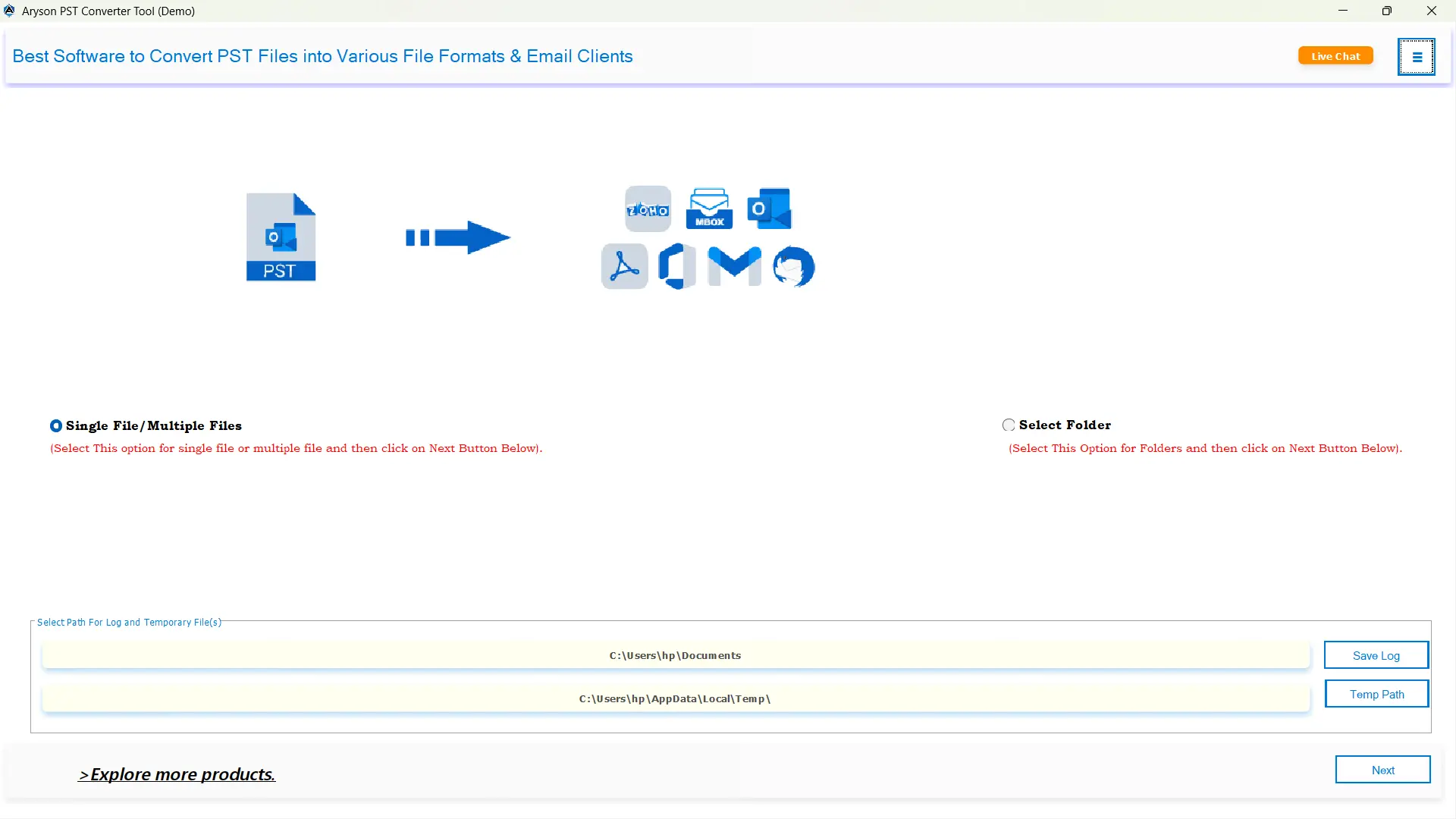 Run MSOutlookHelp PST Converter