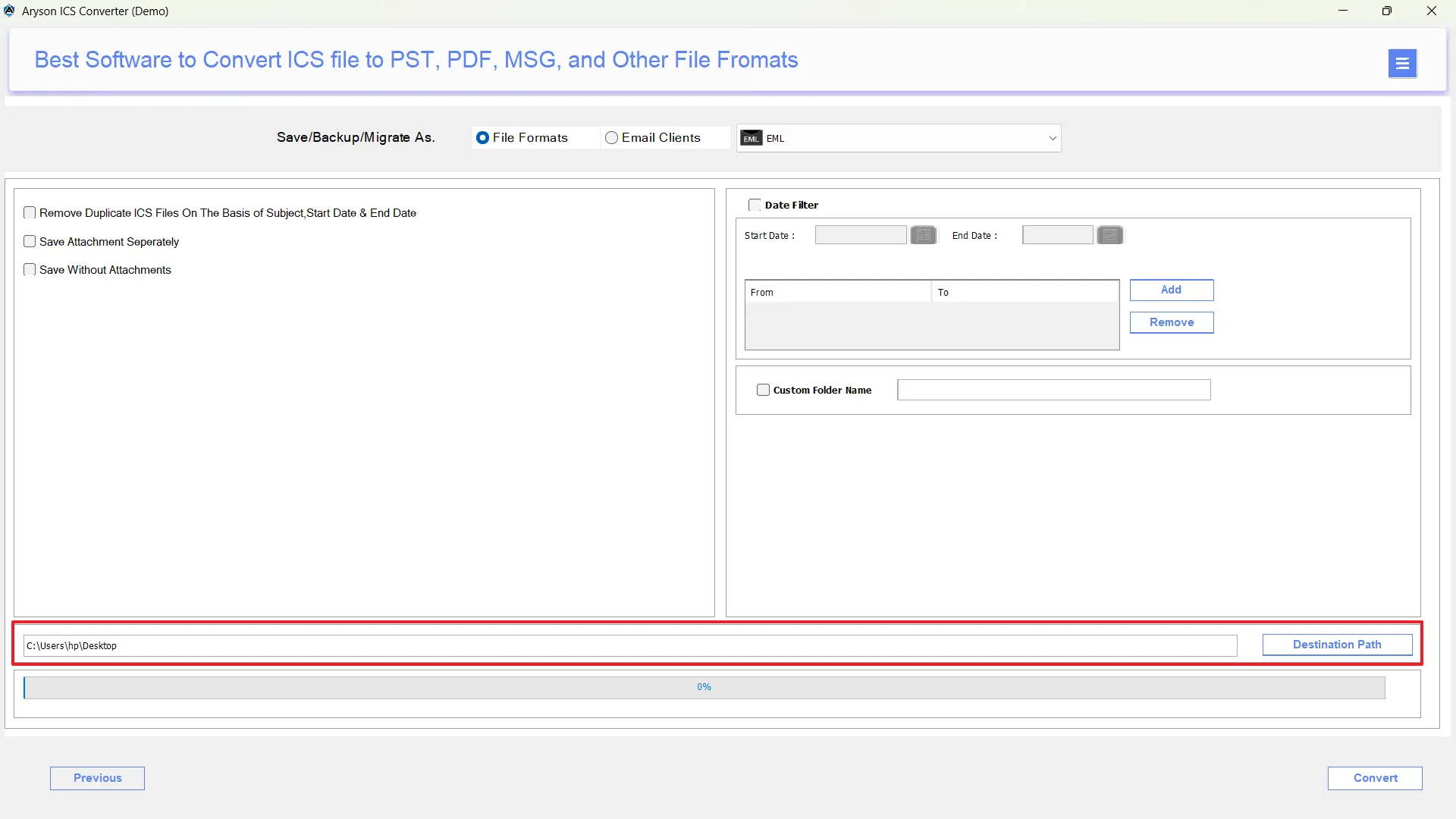 Select location to path