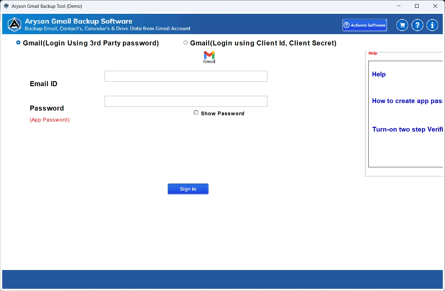 Download the MSOutlookHelp Gmail Backup Tool.
