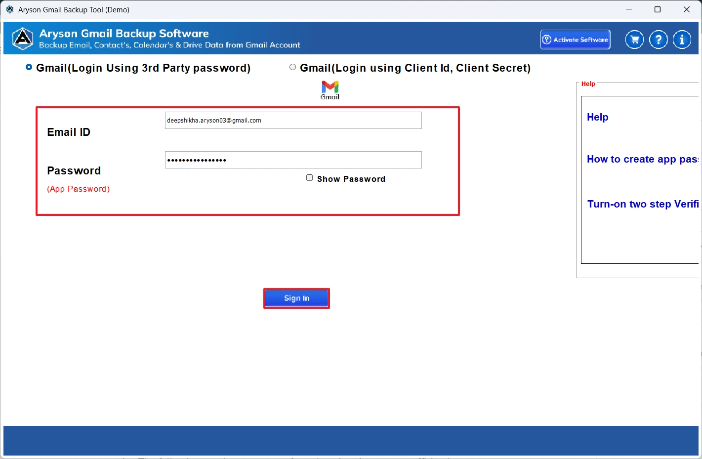 Sign in to your Gmail account.