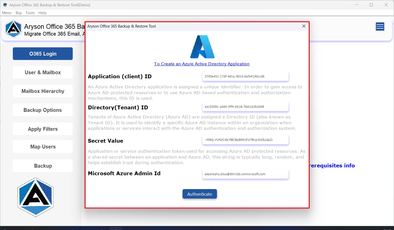 Enter Office 365 credentials