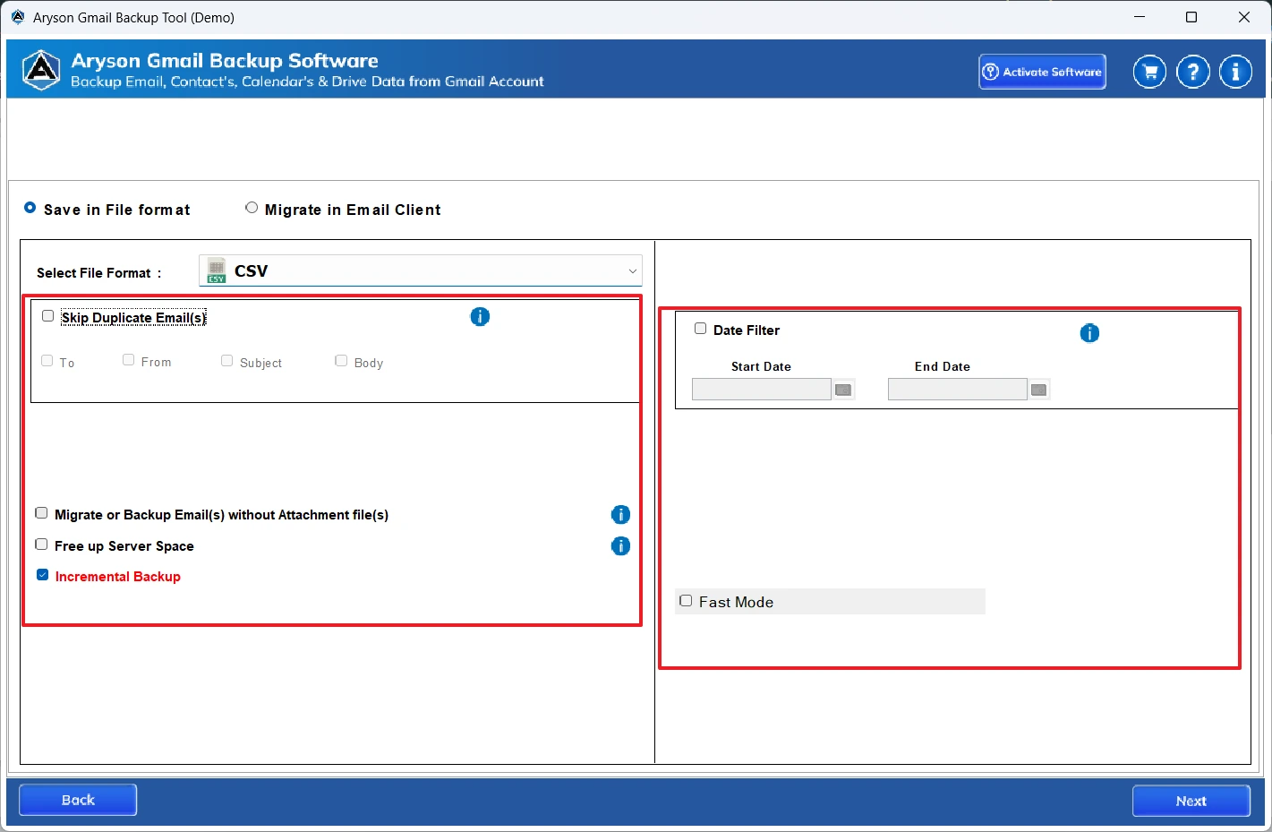 Use the built-in features and click next.