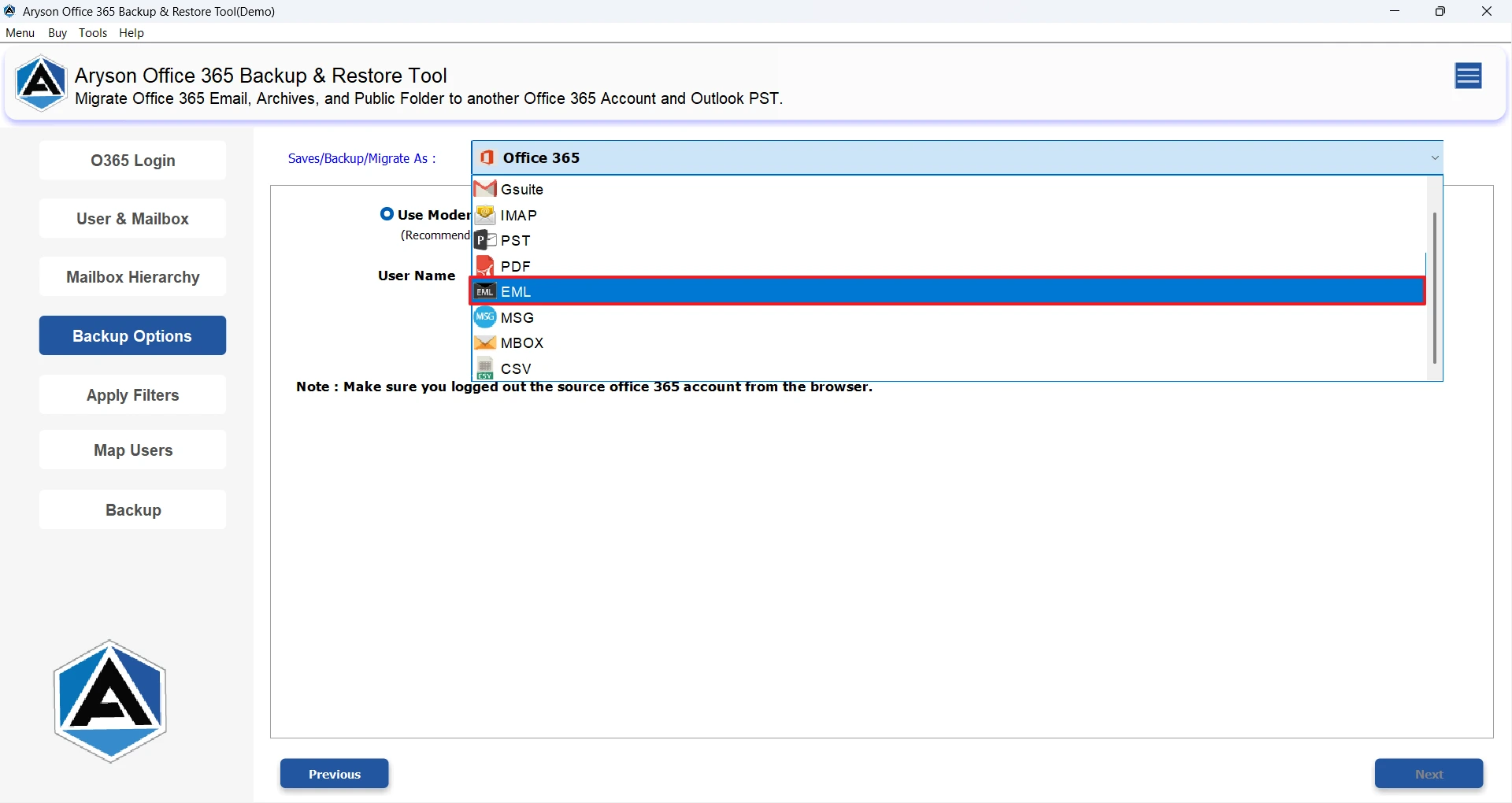 Choose EML