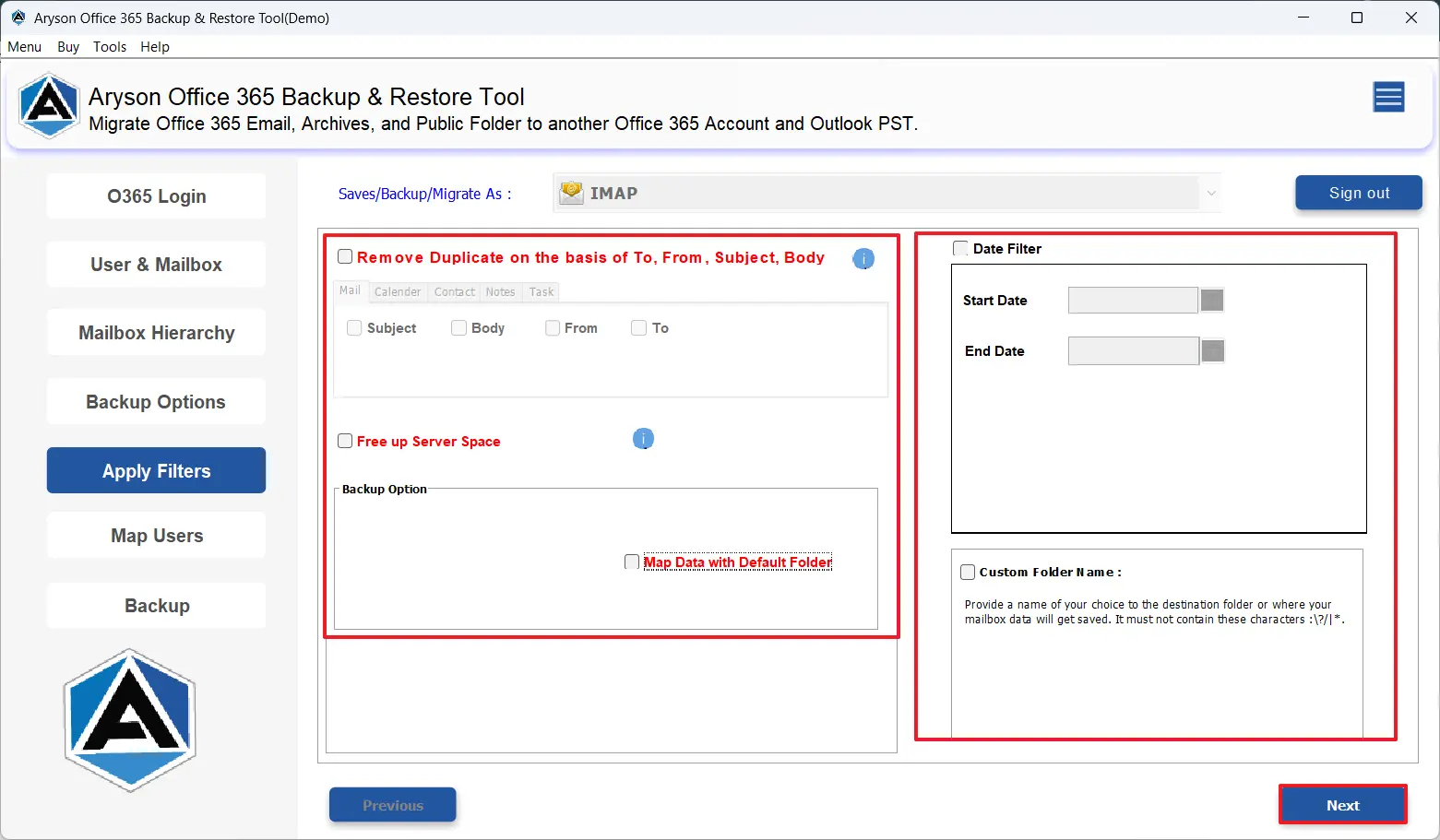 Use filters and click Next