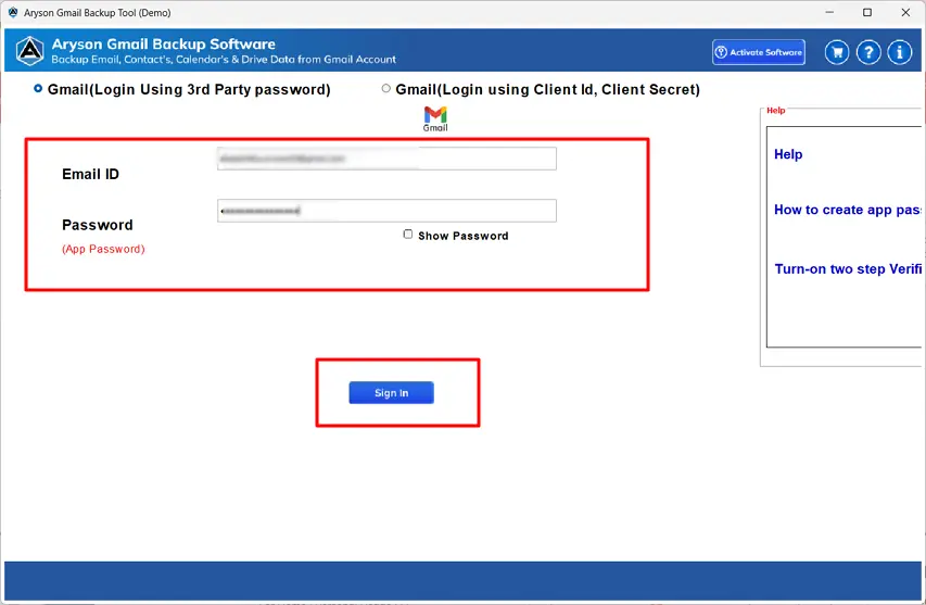Enter Gmail credentials to log in