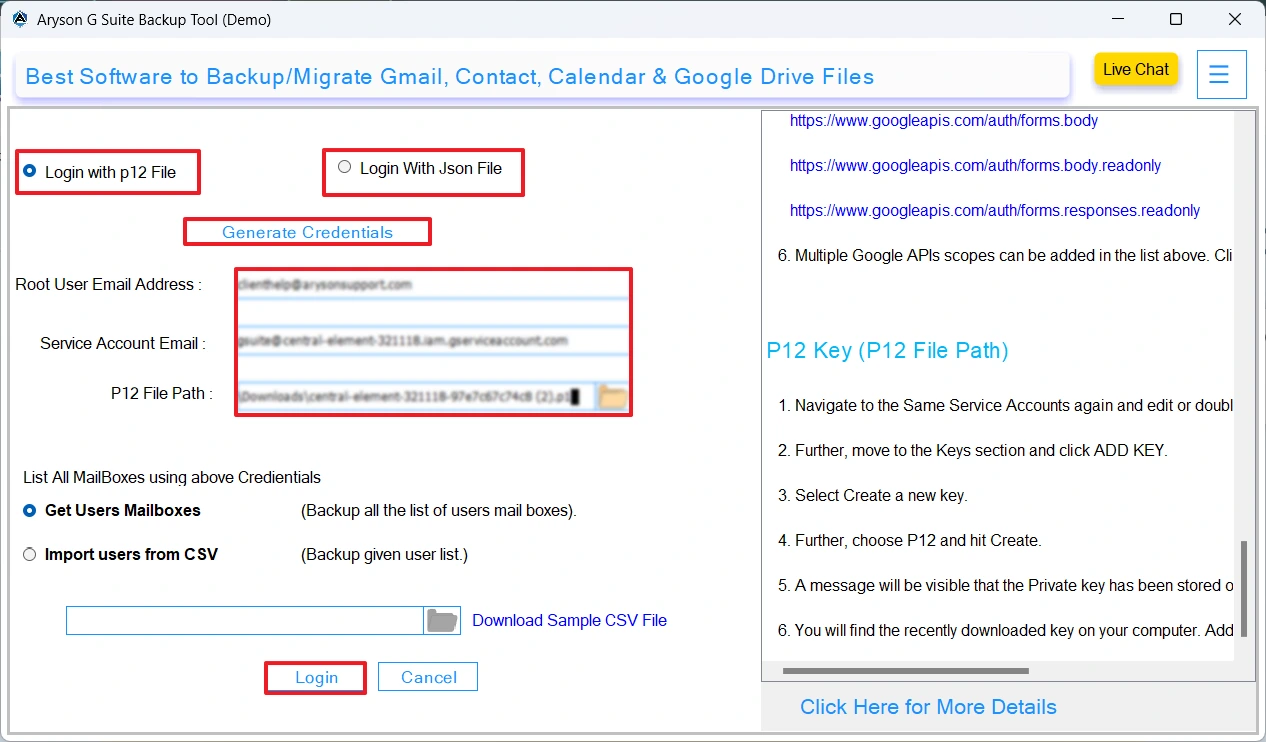 Enter Google Workspace credentials